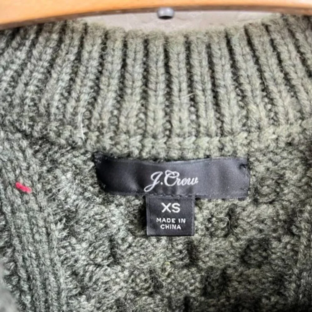 J. Crew Popcorn Cable Knit Sweater Green Sweater